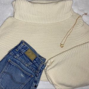 Free People Cream Mockneck Sweater